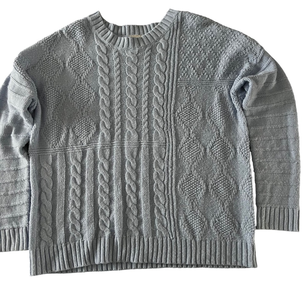 ST JOHNS BAY Light Blue Mixed Stitch Cable Knit Sweater Women XL Acrylic